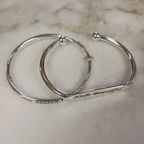 Silver Inspirational Bangle Bracelets - Picture 8 of 9